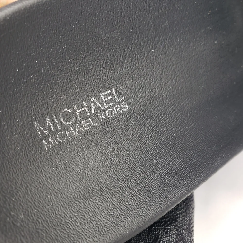 Michael Kors Black Brown Slide Mini Logo Sandals